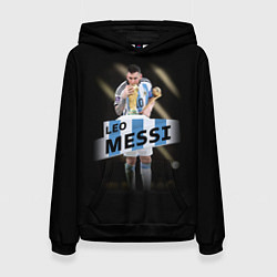 Толстовка-худи женская Лео Месси чемпион Мира, цвет: 3D-черный