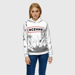 Толстовка-худи женская Ксения - в красной рамке на светлом, цвет: 3D-белый — фото 2