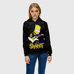 Толстовка-худи женская Slipknot Барт Симпсон рокер логотипы, цвет: 3D-черный — фото 2