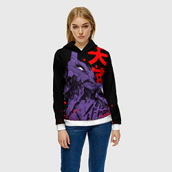 Толстовка-худи женская Евангелион - eva berserk, цвет: 3D-белый — фото 2