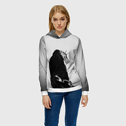 Толстовка-худи женская Хоррор волк, цвет: 3D-белый — фото 2