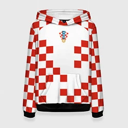 Толстовка-худи женская Форма сборной Хорватии, цвет: 3D-черный