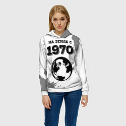 Толстовка-худи женская На Земле с 1970: краска на светлом, цвет: 3D-белый — фото 2