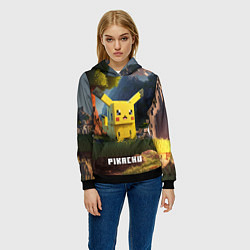 Толстовка-худи женская Pokеmon Pikachu, цвет: 3D-черный — фото 2