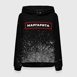 Толстовка-худи женская Маргарита - в красной рамке на темном, цвет: 3D-черный