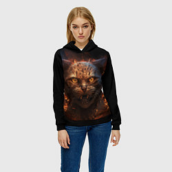 Толстовка-худи женская Огненный кот, цвет: 3D-черный — фото 2
