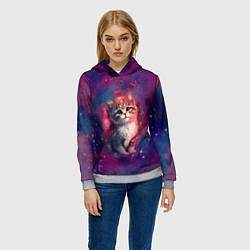 Толстовка-худи женская Космически котенок, цвет: 3D-меланж — фото 2