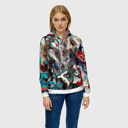 Толстовка-худи женская Волны - краски, цвет: 3D-белый — фото 2