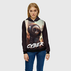 Толстовка-худи женская Cyber animal, цвет: 3D-черный — фото 2
