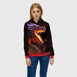 Толстовка-худи женская Огненный дракон, цвет: 3D-красный — фото 2
