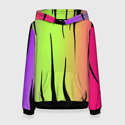 Толстовка-худи женская Звериный принт радуга, цвет: 3D-черный