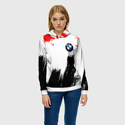 Толстовка-худи женская BMW art, цвет: 3D-белый — фото 2