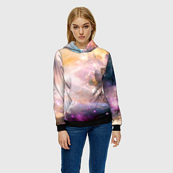 Толстовка-худи женская Аморфное абстрактное космическое красочное небо, цвет: 3D-черный — фото 2