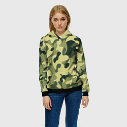 Толстовка-худи женская Лесной камуфляж, цвет: 3D-черный — фото 2
