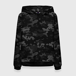 Толстовка-худи женская Ночной камуфляж, цвет: 3D-черный