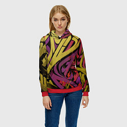 Толстовка-худи женская Calligraphic style, цвет: 3D-красный — фото 2