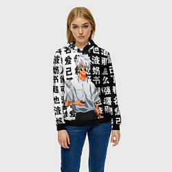 Толстовка-худи женская Стильный Сатору Годжо - Магическая битва, цвет: 3D-черный — фото 2