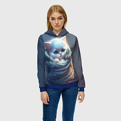 Толстовка-худи женская Котик в мешке, цвет: 3D-синий — фото 2
