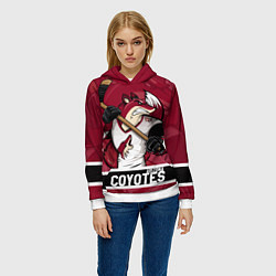 Толстовка-худи женская Arizona Coyotes маскот, цвет: 3D-белый — фото 2