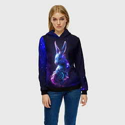 Толстовка-худи женская Космический звёздный кролик, цвет: 3D-черный — фото 2