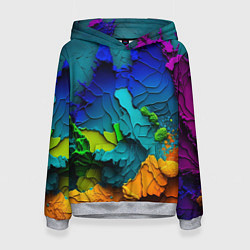 Толстовка-худи женская Взрыв красок, цвет: 3D-меланж