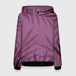 Толстовка-худи женская Розовая пальма, цвет: 3D-черный