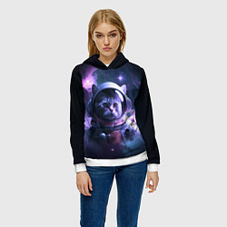 Толстовка-худи женская Котик космонавт, цвет: 3D-белый — фото 2