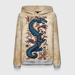 Толстовка-худи женская Irezumi японский дракон-змей, цвет: 3D-меланж