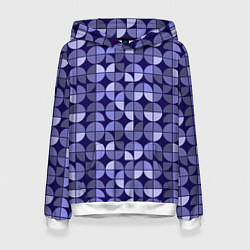 Толстовка-худи женская Фиолетовая геометрия Ретро паттерн, цвет: 3D-белый