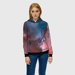 Толстовка-худи женская Сплетение двух космических сияний, цвет: 3D-черный — фото 2