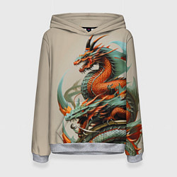 Толстовка-худи женская Japan dragon - irezumi, цвет: 3D-меланж