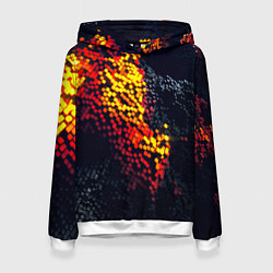 Толстовка-худи женская Огненные кубы клетка, цвет: 3D-белый