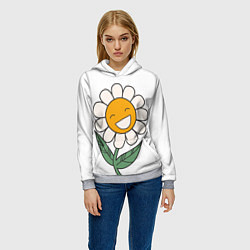 Толстовка-худи женская Весёлый цветок ромашка, цвет: 3D-меланж — фото 2