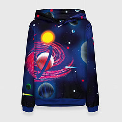 Толстовка-худи женская Вселенная, космос, цвет: 3D-синий