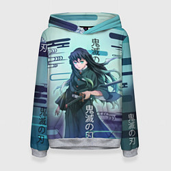 Толстовка-худи женская Клинок рассекающий демонов - Токито, цвет: 3D-меланж
