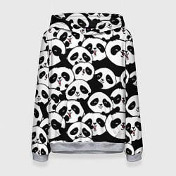 Толстовка-худи женская Весёлые панды, цвет: 3D-меланж
