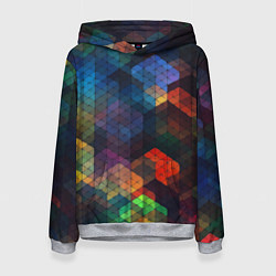 Толстовка-худи женская Стеклянная мозаика цветная, цвет: 3D-меланж