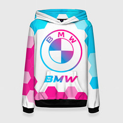 Толстовка-худи женская BMW neon gradient style, цвет: 3D-черный