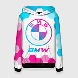 Толстовка-худи женская BMW neon gradient style, цвет: 3D-черный