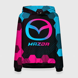 Толстовка-худи женская Mazda - neon gradient, цвет: 3D-черный
