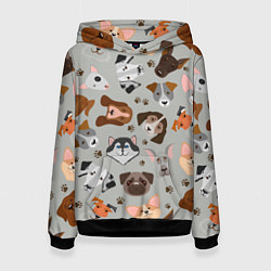 Толстовка-худи женская Dog pattern color, цвет: 3D-черный