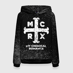 Толстовка-худи женская My Chemical Romance с потертостями на темном фоне, цвет: 3D-черный