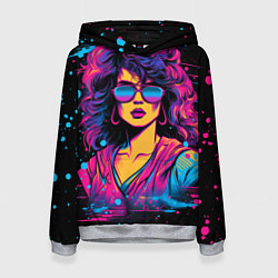 Толстовка-худи женская Lady - retrowave style, цвет: 3D-меланж