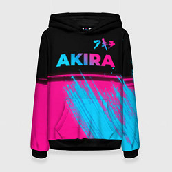 Толстовка-худи женская Akira - neon gradient: символ сверху, цвет: 3D-черный