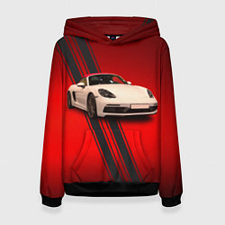 Толстовка-худи женская Немецкий спортивный автомобиль Porsche, цвет: 3D-черный