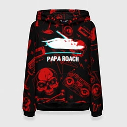 Толстовка-худи женская Papa Roach rock glitch, цвет: 3D-черный