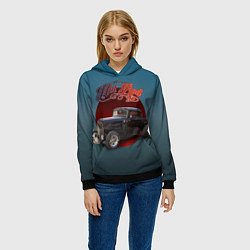 Толстовка-худи женская Классический американский хот-род, цвет: 3D-черный — фото 2
