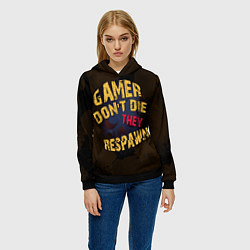 Толстовка-худи женская Геймер не умирает, цвет: 3D-черный — фото 2