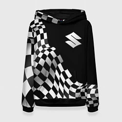 Толстовка-худи женская Suzuki racing flag, цвет: 3D-черный