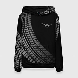 Толстовка-худи женская UAZ tire tracks, цвет: 3D-черный